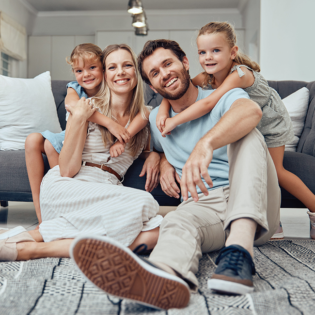 family enjoying secure living room