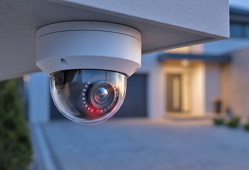 Outdoor dome security camera installation